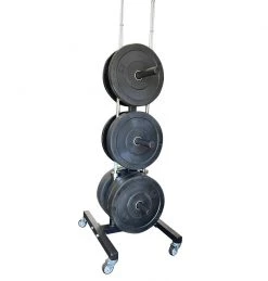 ETE Tall Vertical Bumper Plate Tree With 2 Bar Holders Equipment Storage