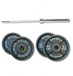 Extreme Training Equipment Basic Bar + Pair 35lb, Pair 25lb Cast Iron Plates 4th Of July SALE
